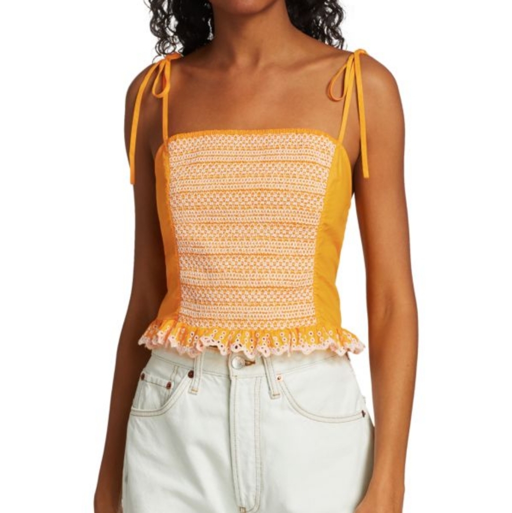 Tanya Taylor Randy Smocked Top🤍